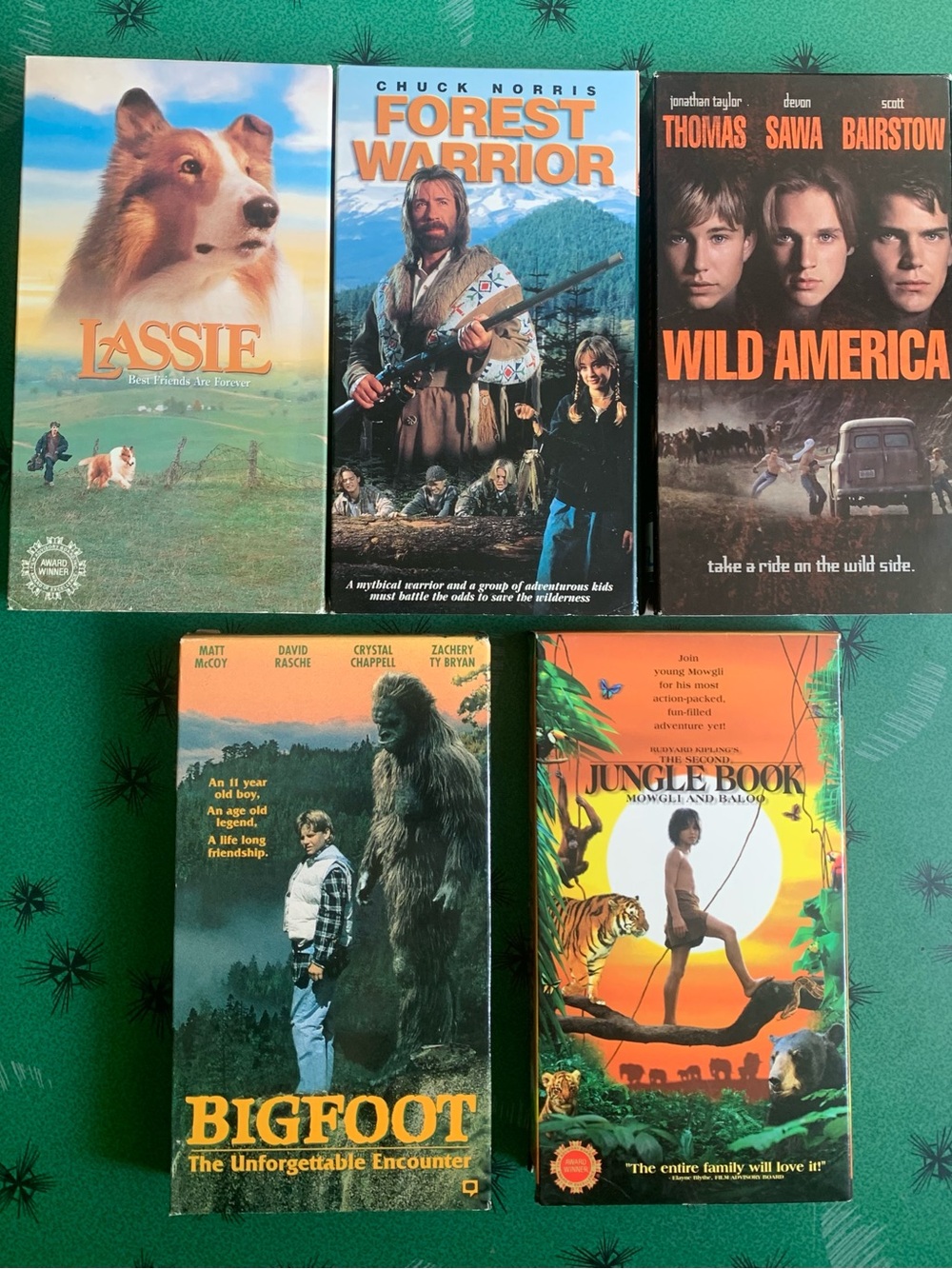 Lot of 5 VHS Tape Live Action Family Adventure Films PG Lassie Bigfoot Jungle